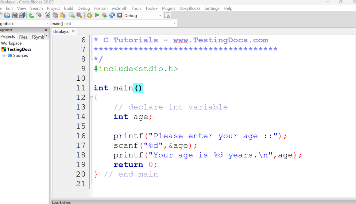 C Program Display a Number