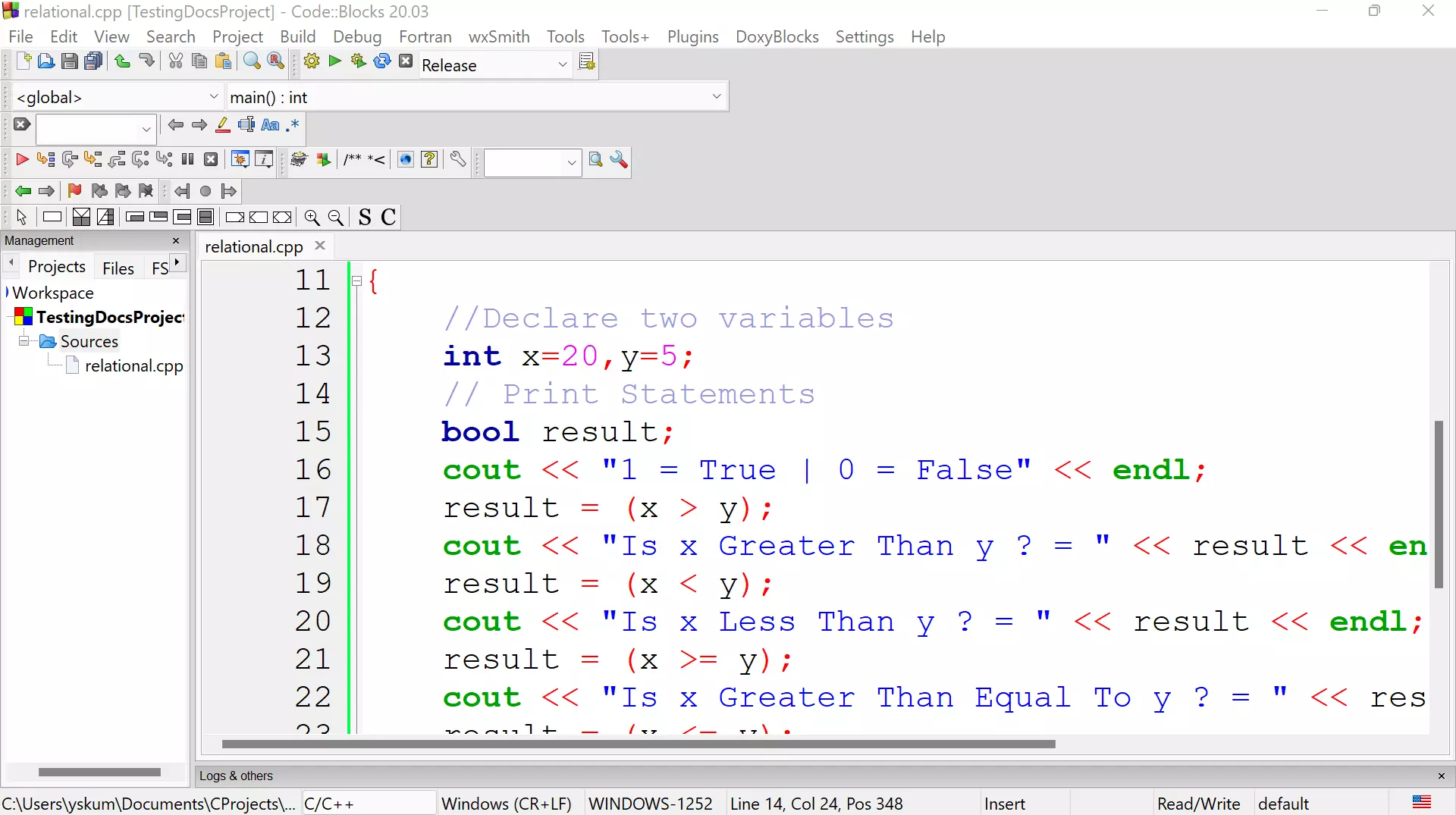 C++ Relational Operators