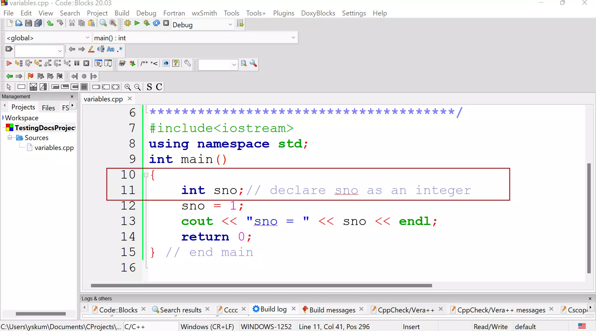 C++ Variable Declaration