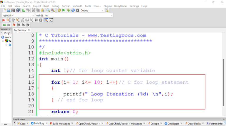C for loop statement | TestingDocs.com