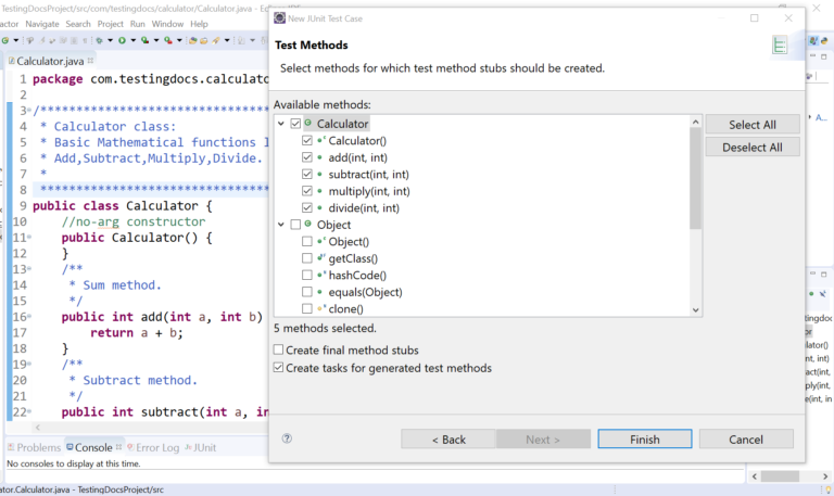 Adding Calculator Test Methods in Eclipse | TestingDocs.com