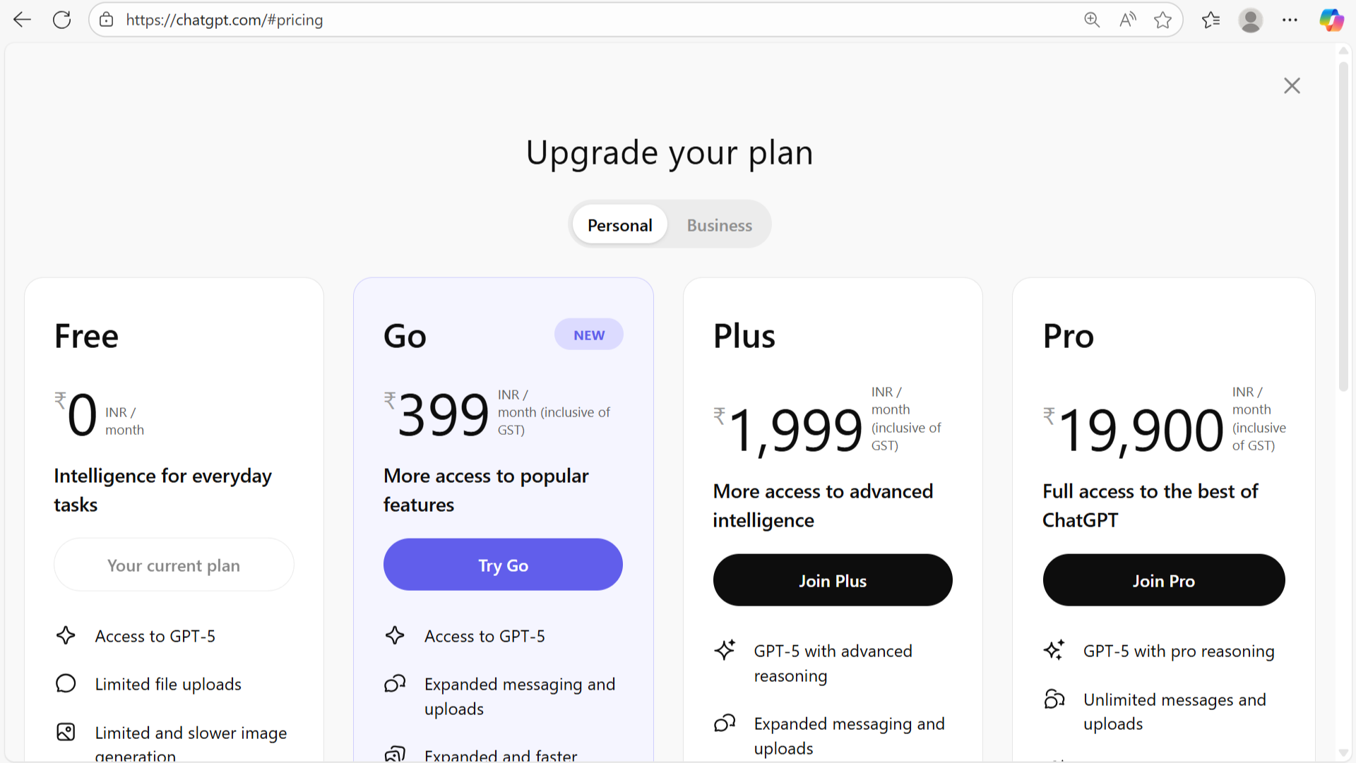 ChatGPT Go Subscription