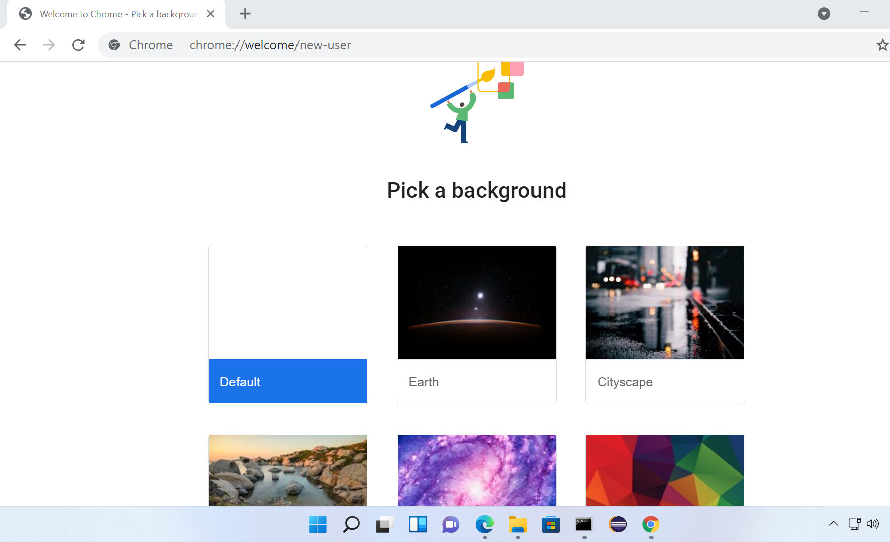 Chrome First Run Windows 11 OS