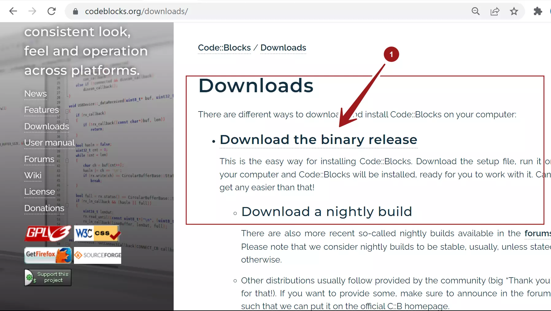 Code Blocks Downloads Page