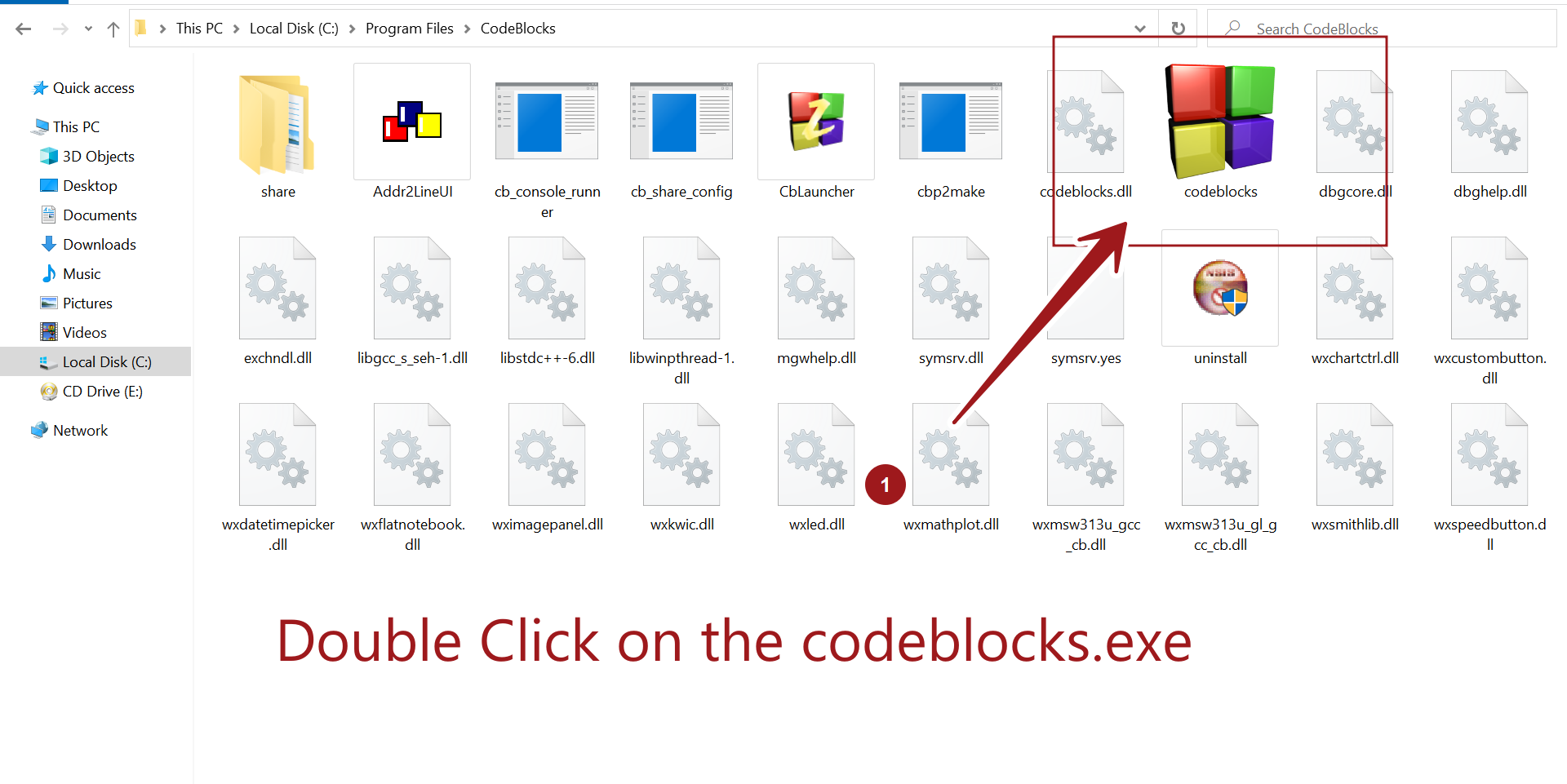 CodeBlocks EXE Install Folder