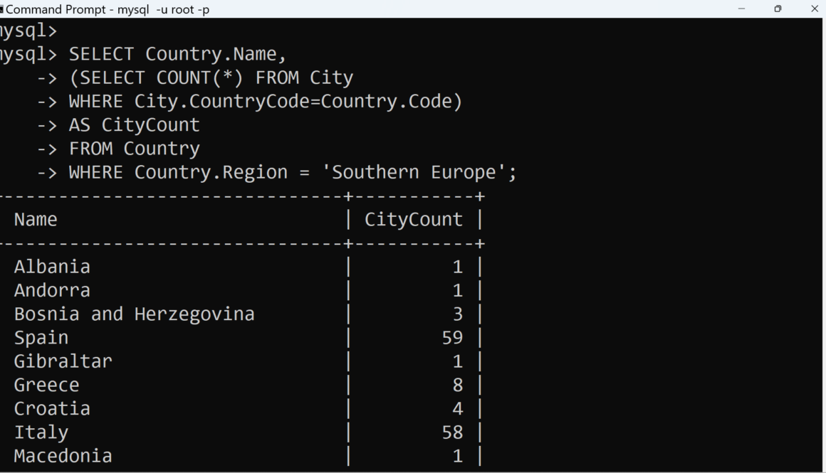 Column Desginated Subquery
