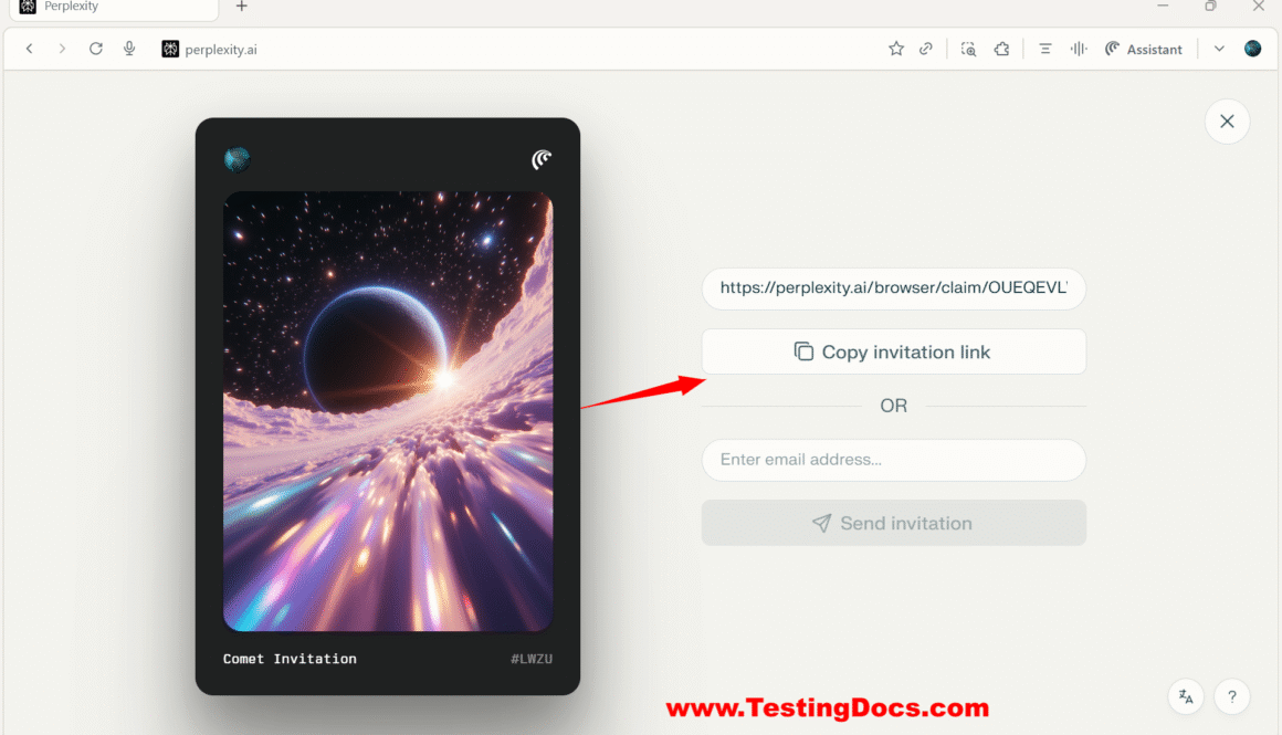 Comet Browser Invitation