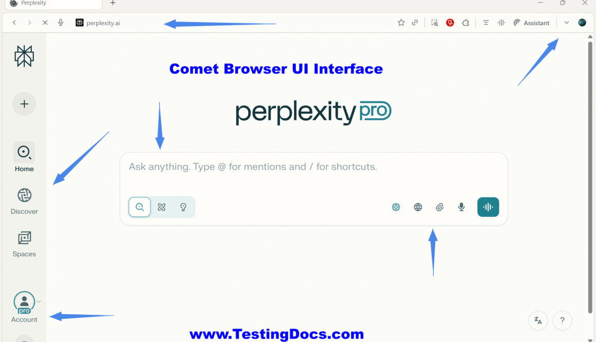 Comet Browser UI Interface