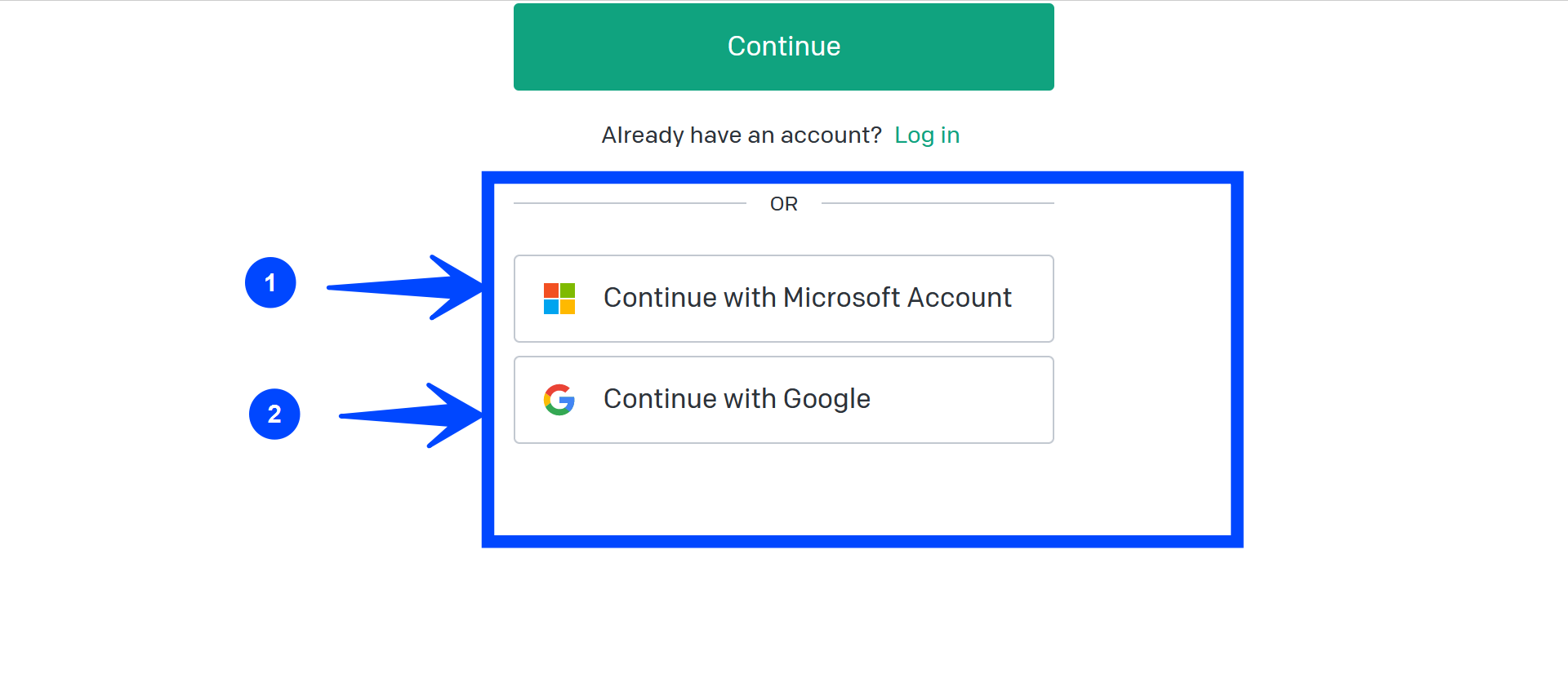 Continue with Google OpenAI Account
