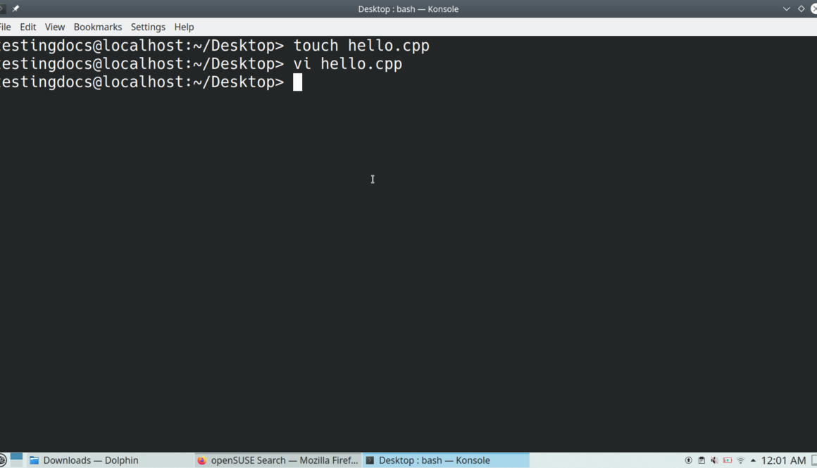 Create C++ File Command Line Linux