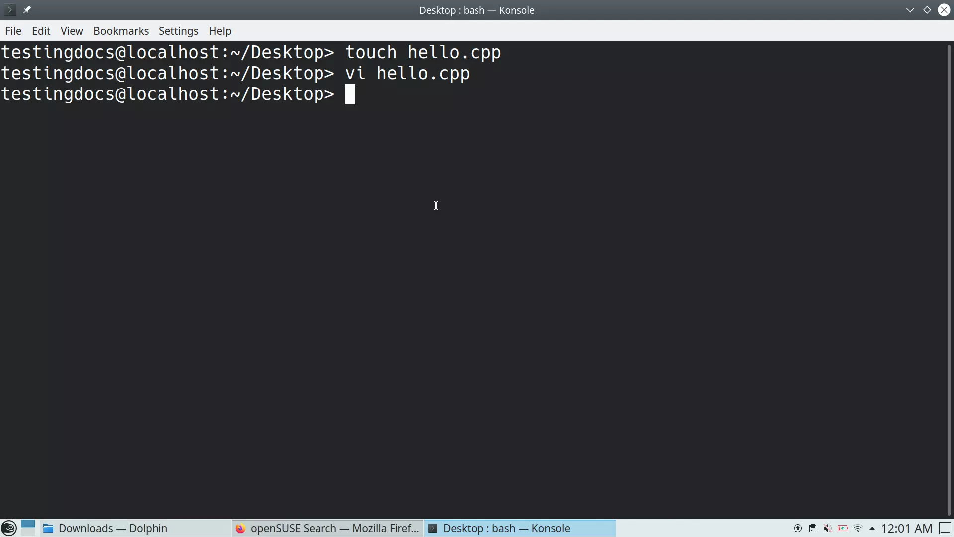 Create C++ File Command Line Linux