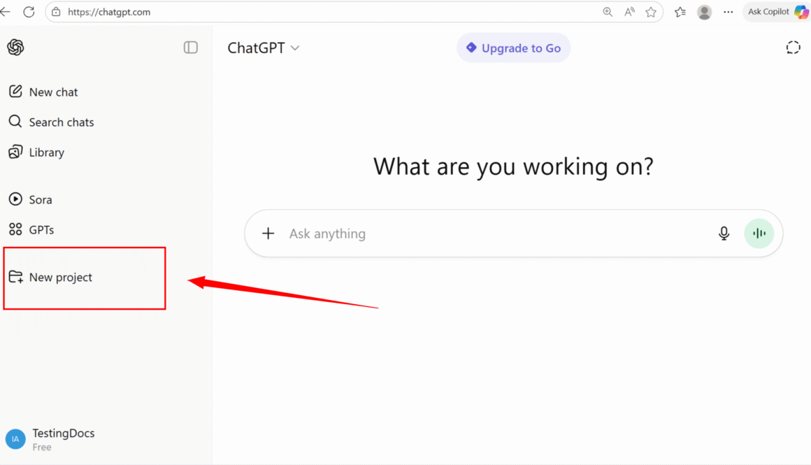 Create New ChatGPT Project