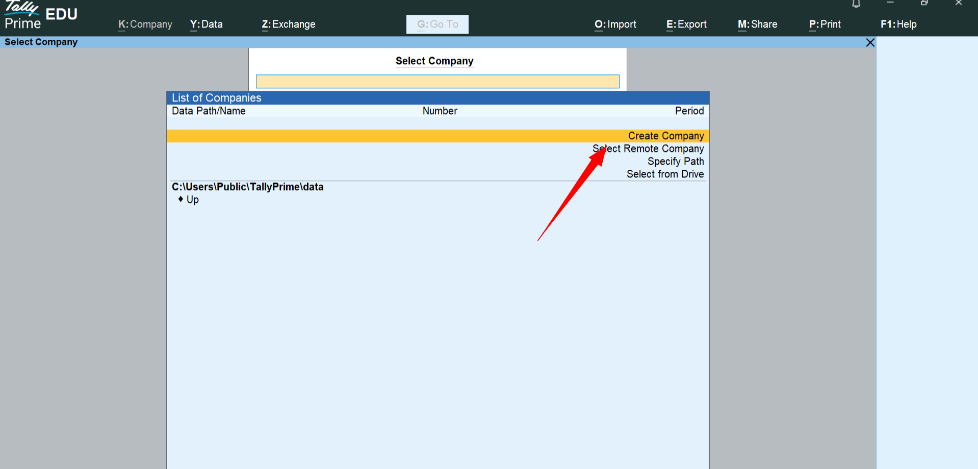 Create New Company in Tally