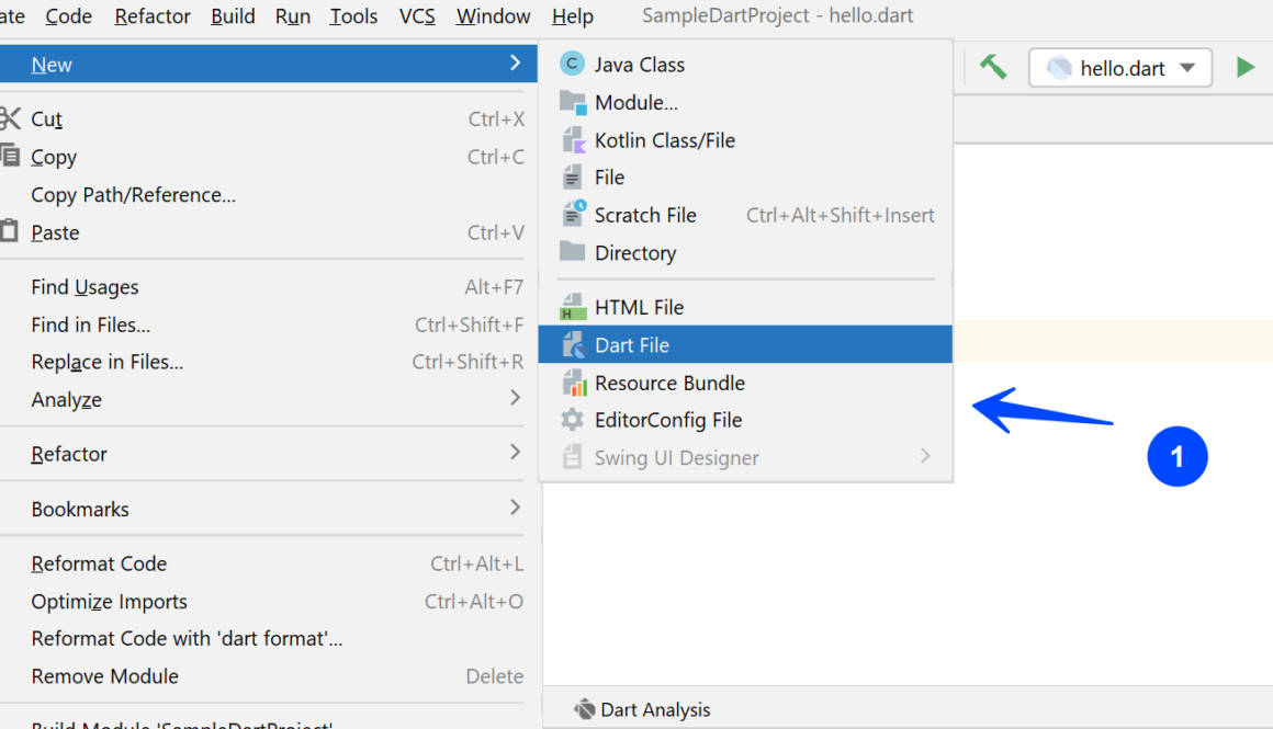Create New Dart File