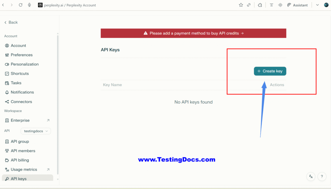 Create Perplexity API Key