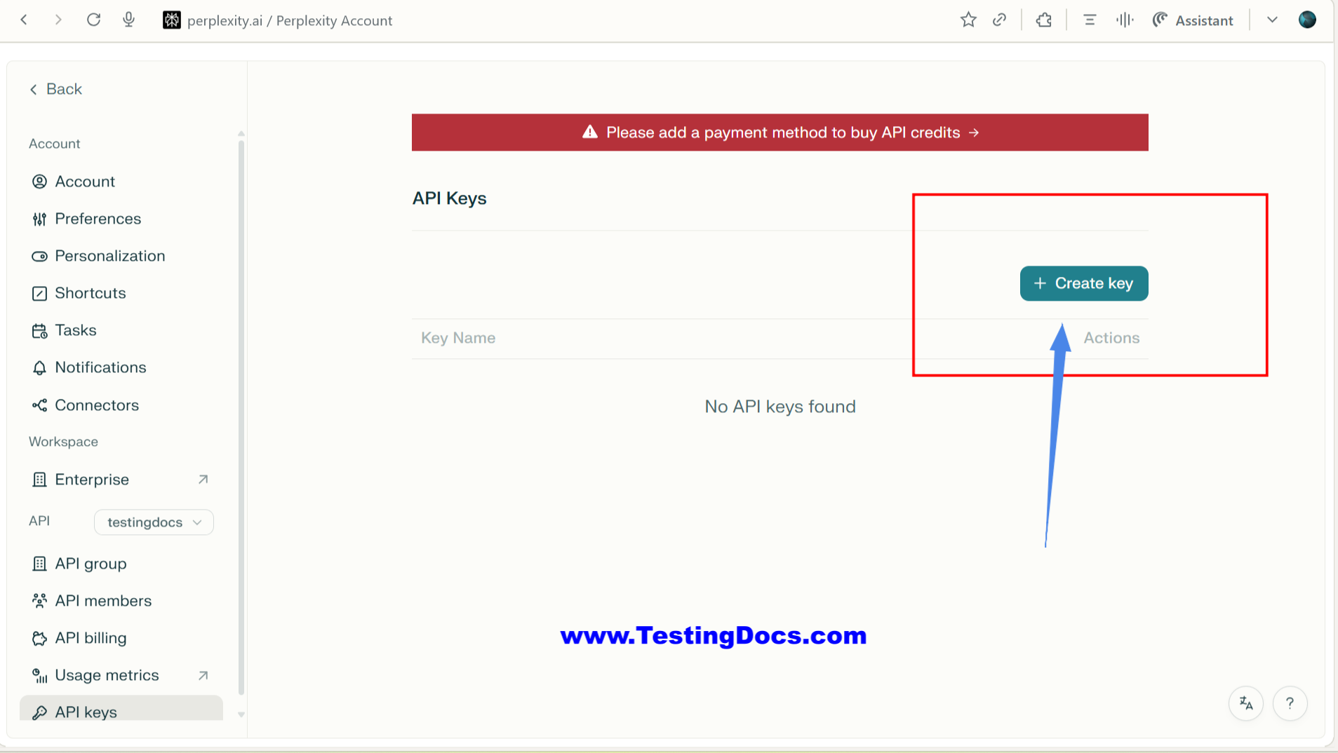 Create Perplexity API Key