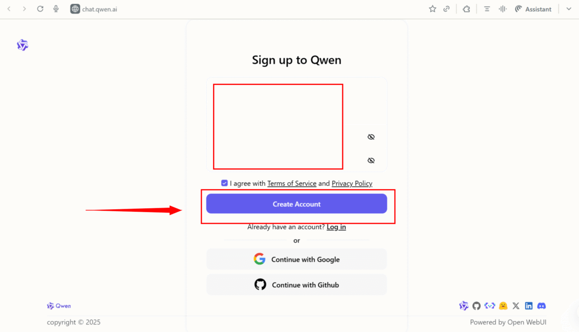 Create Qwen Account