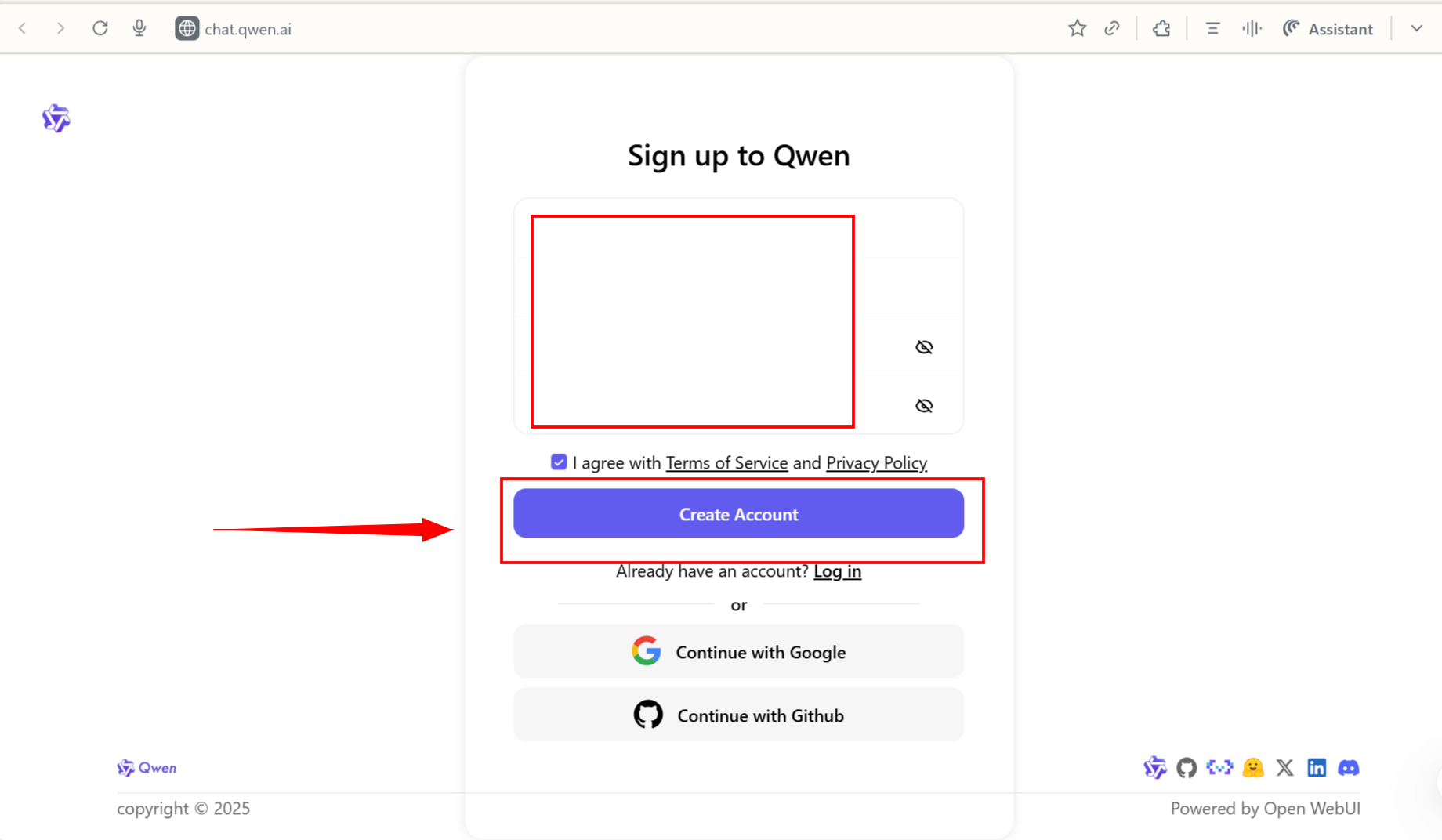 Create Qwen Account