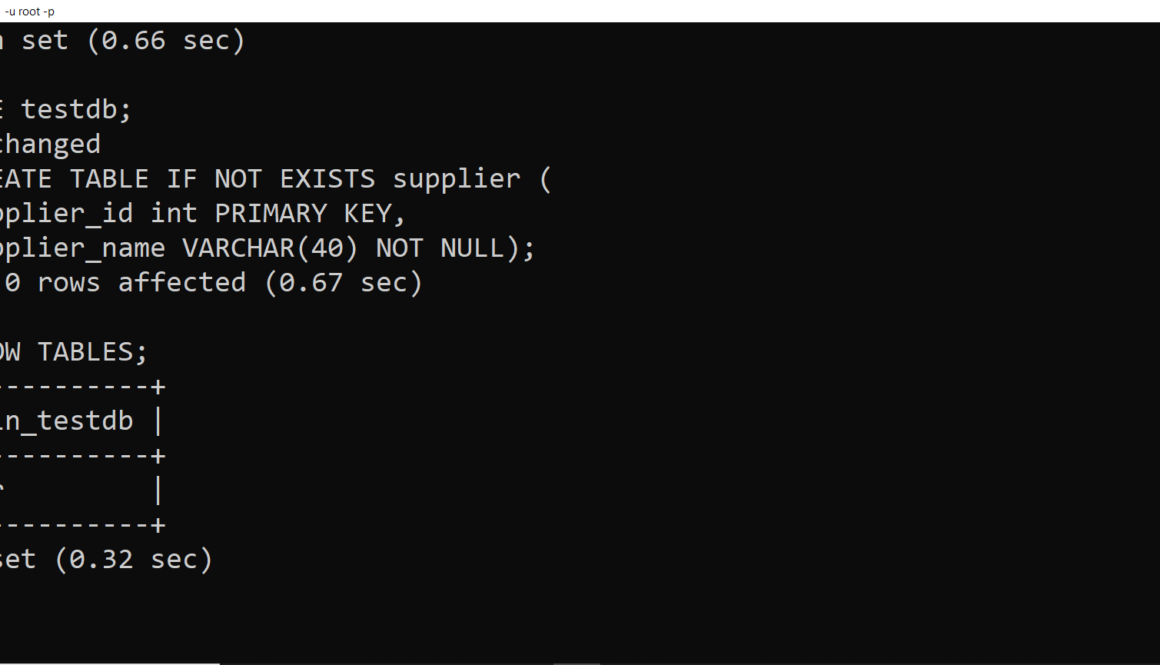 Create Table in MySQL database Win10