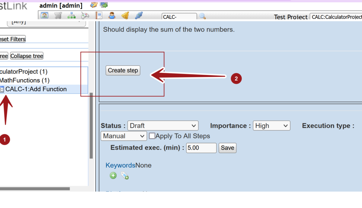 Create Test Step TestLink