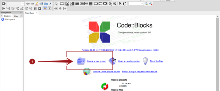 Create a New Project CodeBlocks