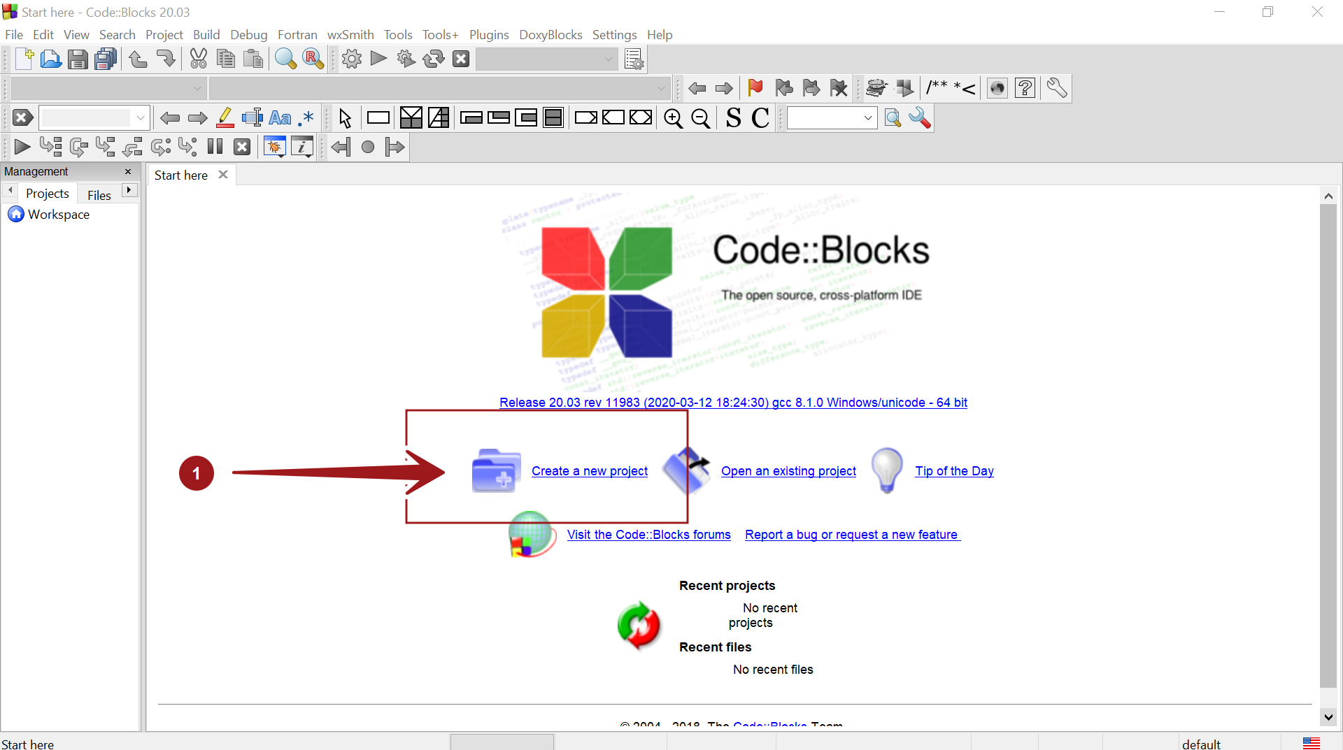 Create a New Project CodeBlocks