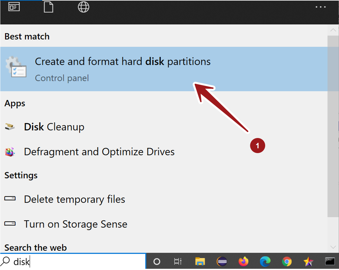 Create and format hard disk partitions Windows 10