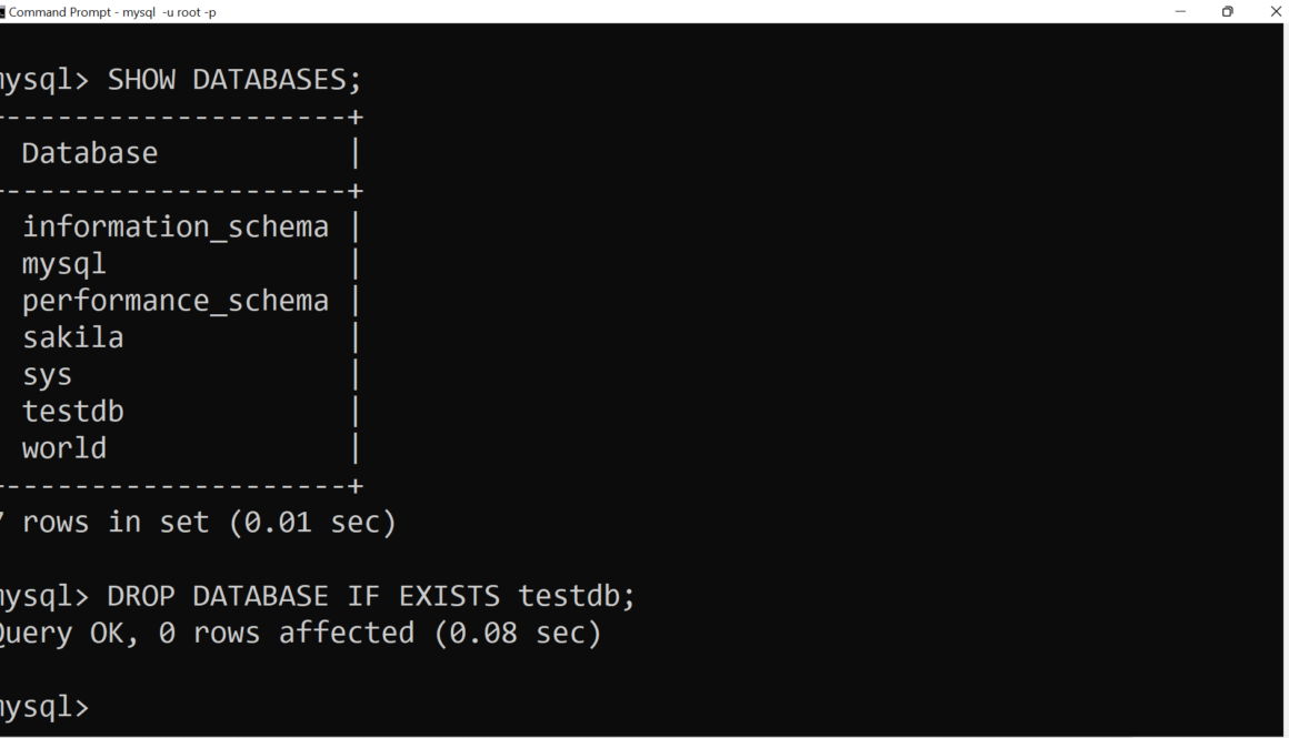 DROP DATABASE MySQL