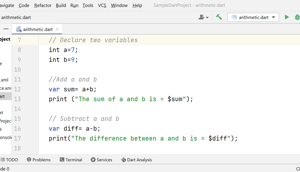 Dart Arithmetic Operators IDE