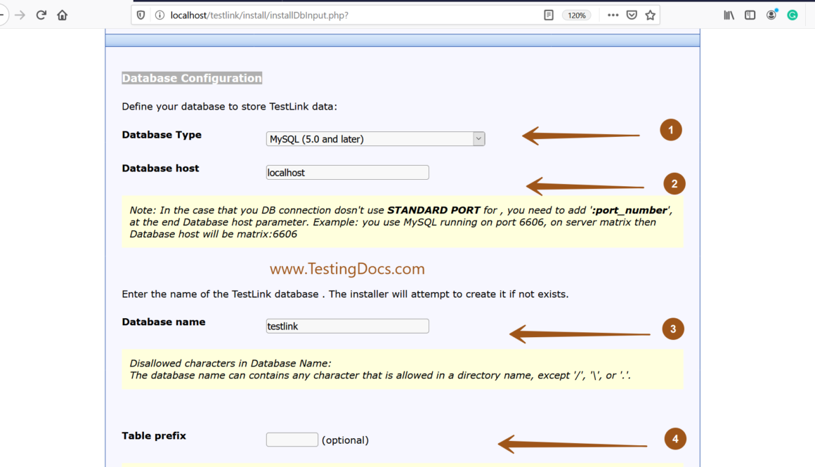 MySQL Database Configuration