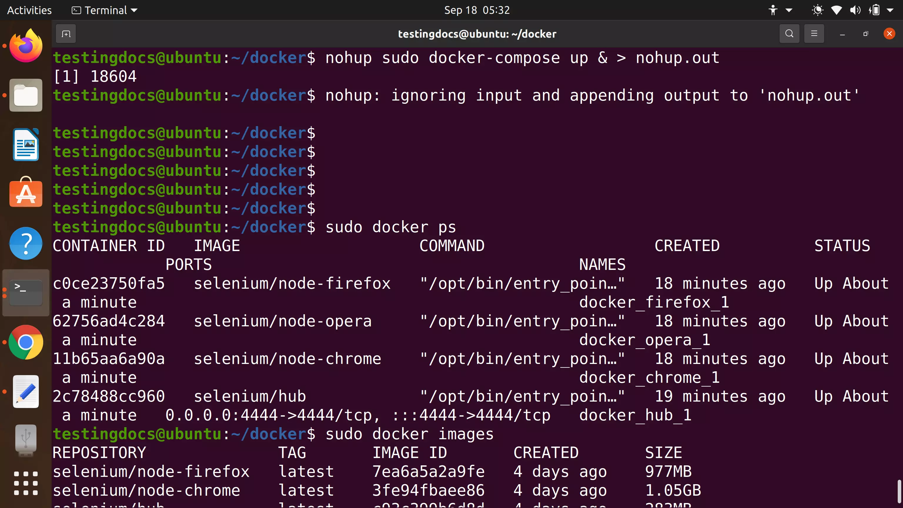 Docker Compose with nohup