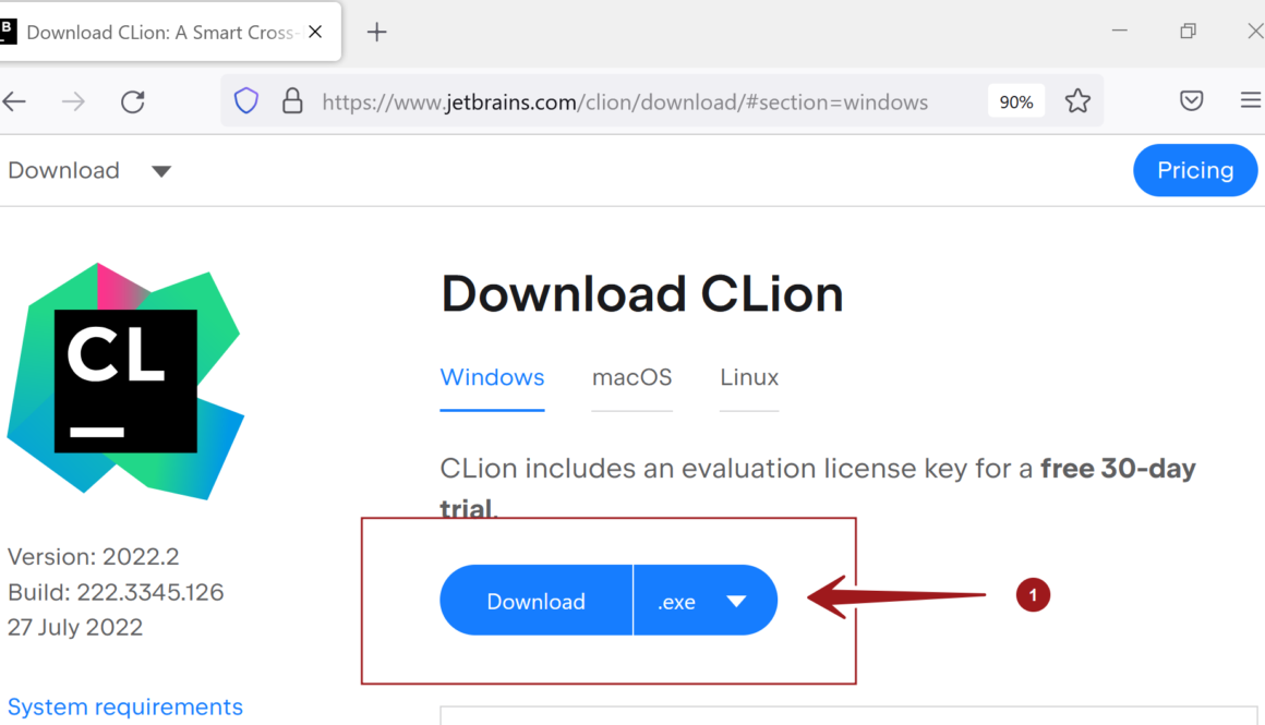Download CLion IDE on Win11