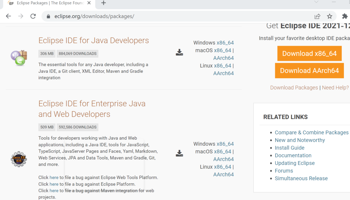 Eclipse IDE Packages for Java Developers