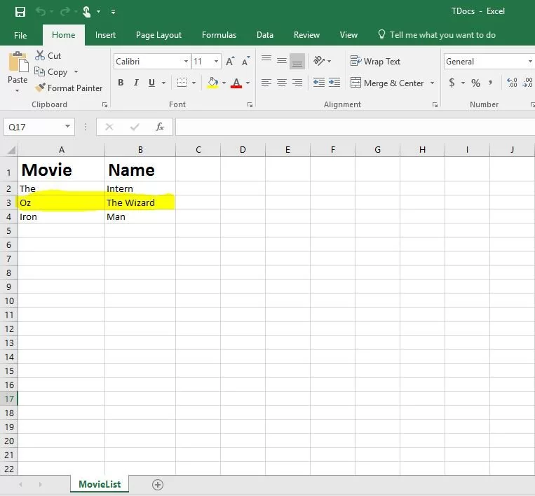 Update Excel File