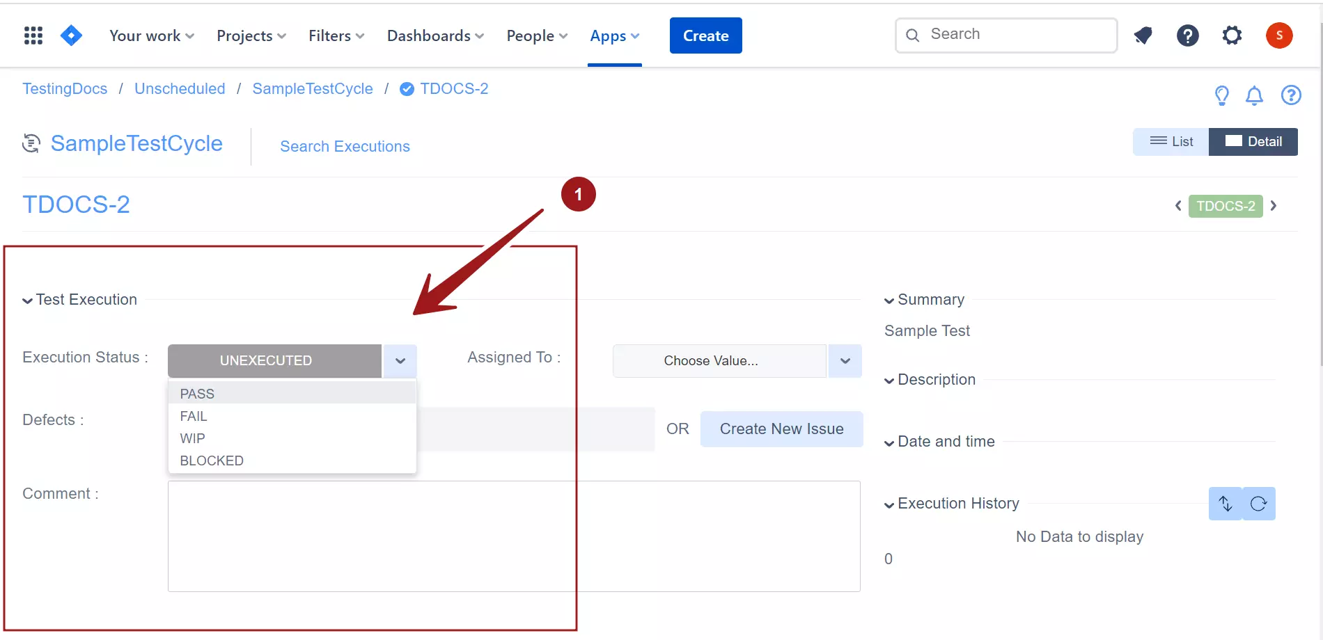 Execute Test Case Jira Software