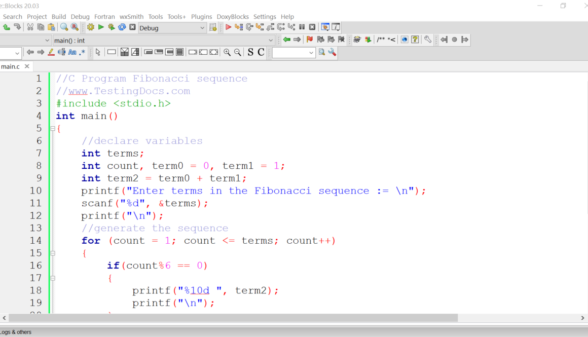 In this post, we will develop C Program to generate Fibonacci sequence into rows and columns as output. We get the Fibonacci sequence nth term