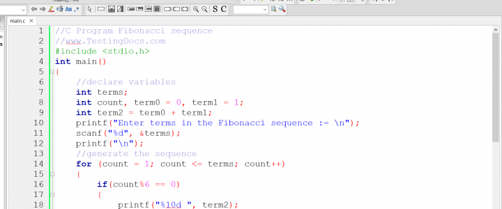 In this post, we will develop C Program to generate Fibonacci sequence into rows and columns as output. We get the Fibonacci sequence nth term