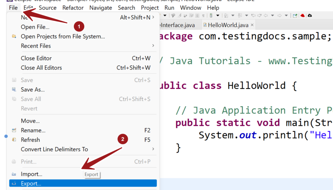 File Export Eclipse Project