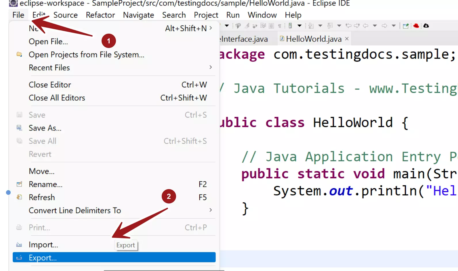 File Export Eclipse Project