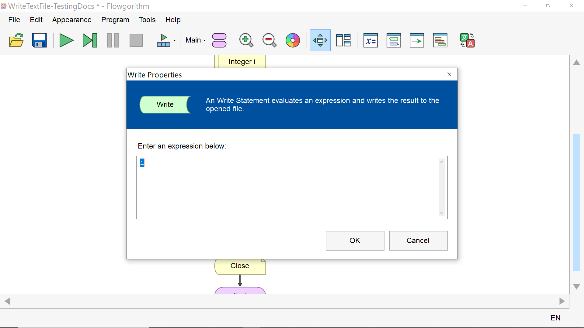 File Write Statement Flowgorithm 3