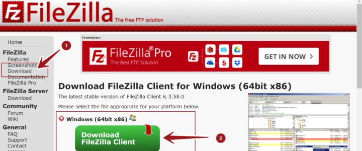 FileZilla Client Download Win11