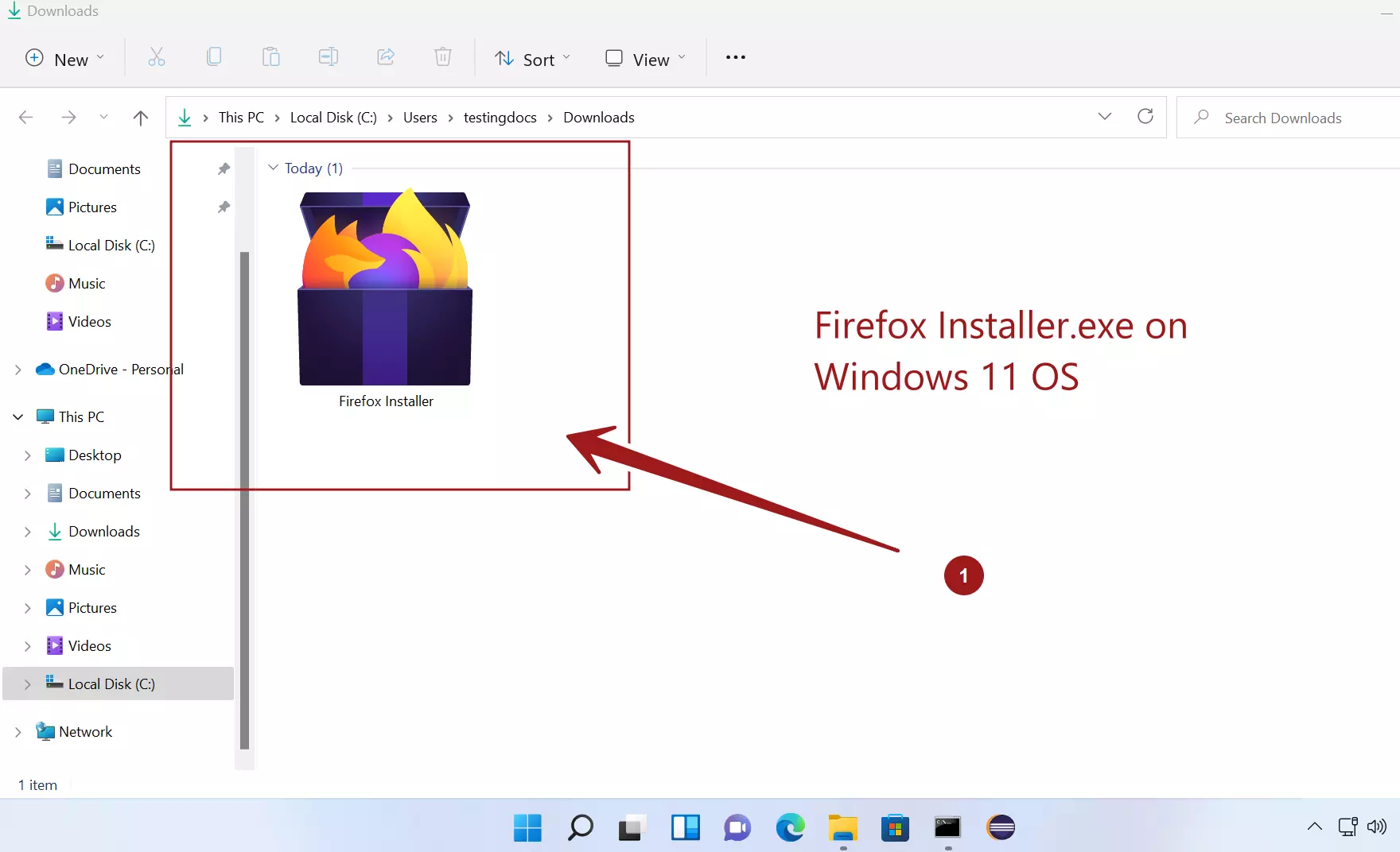 Firefox Installer EXE on Windows 11 OS