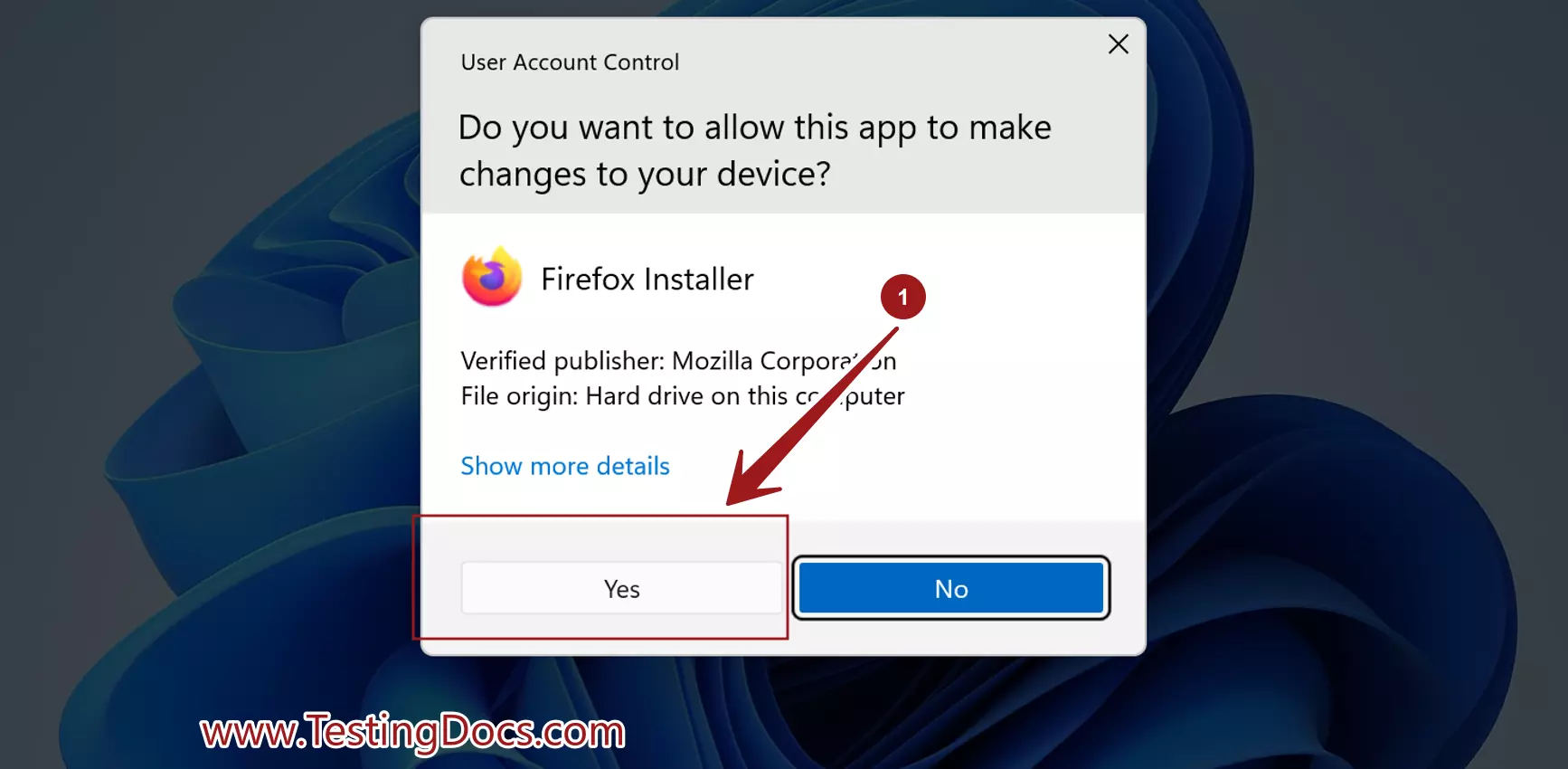 Firefox UAC Prompt Windows 11