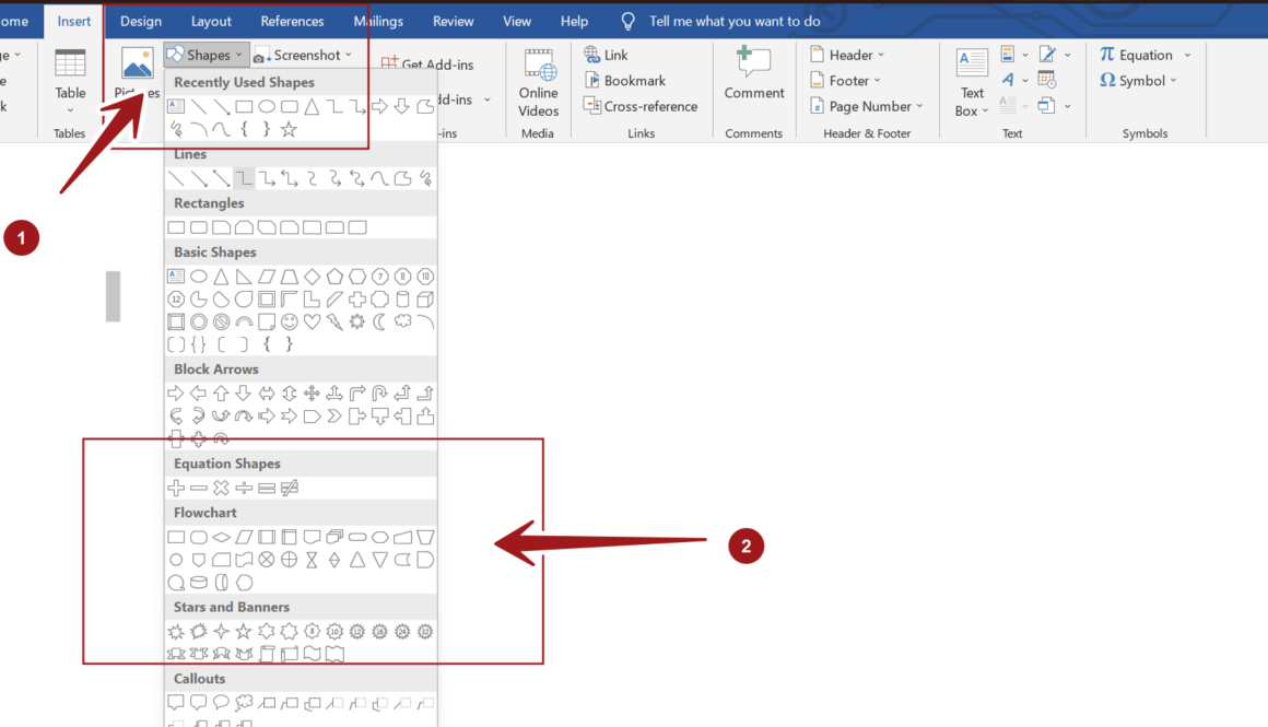 Flowchart Shapes MS Word