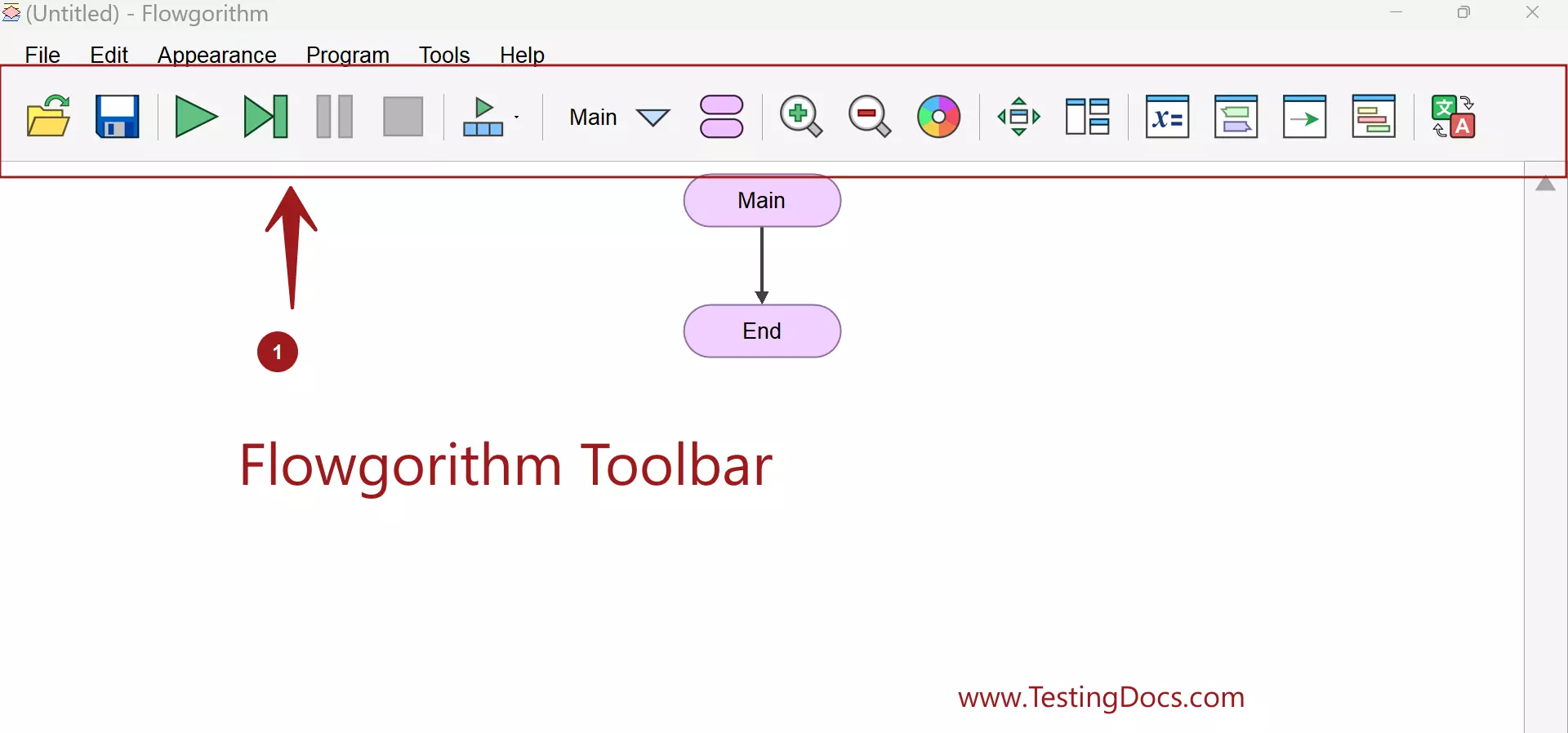 Flowgorithm Toolbar