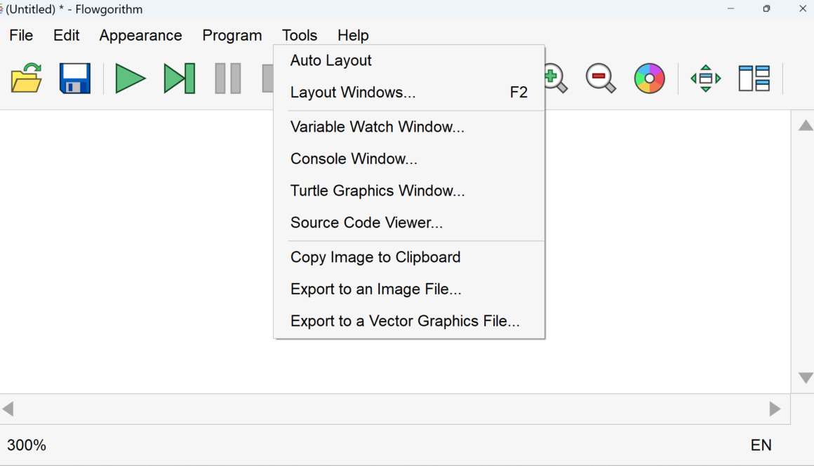 Flowgorithm Tools Menu