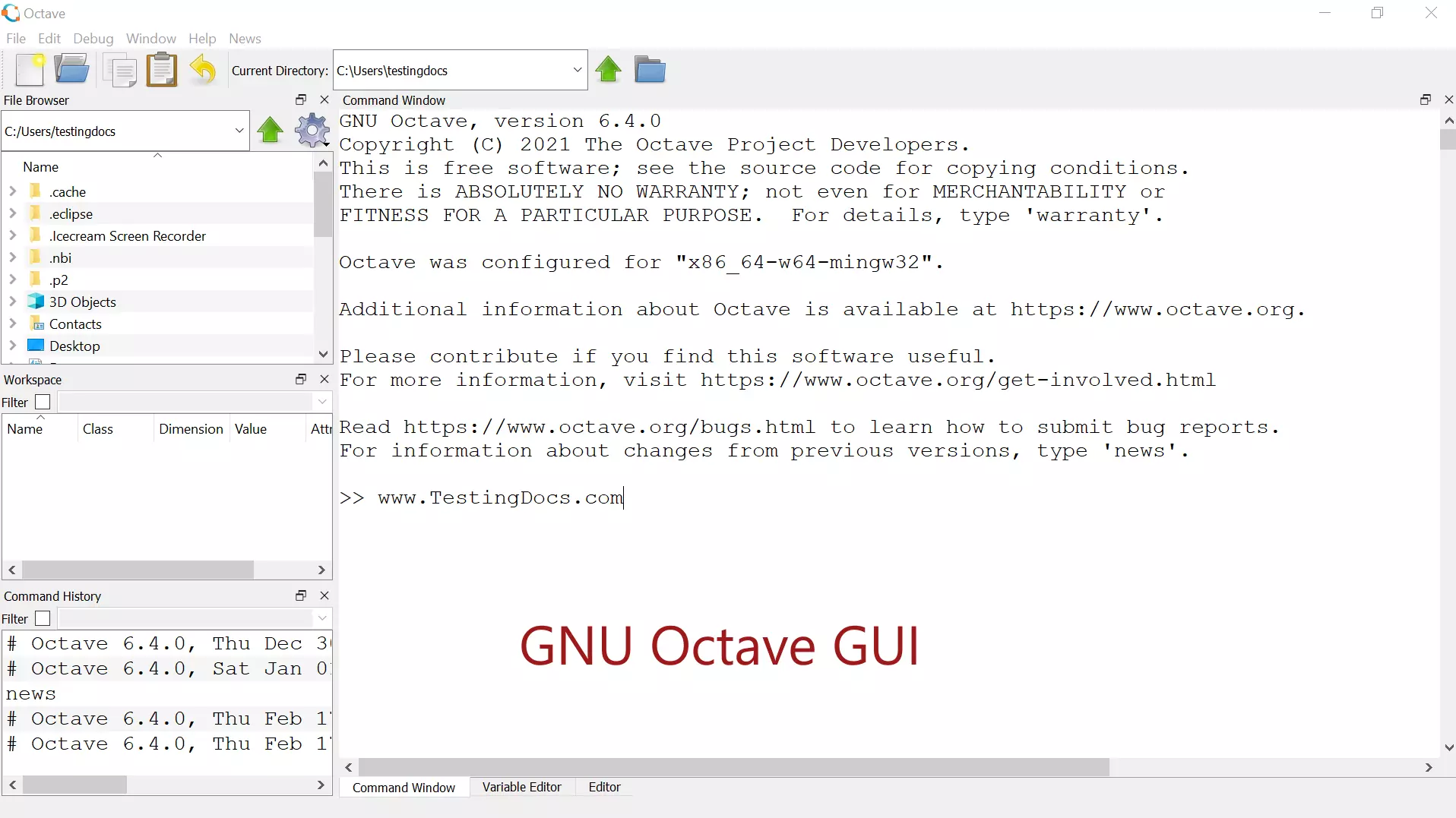 GNU Octave GUI Window