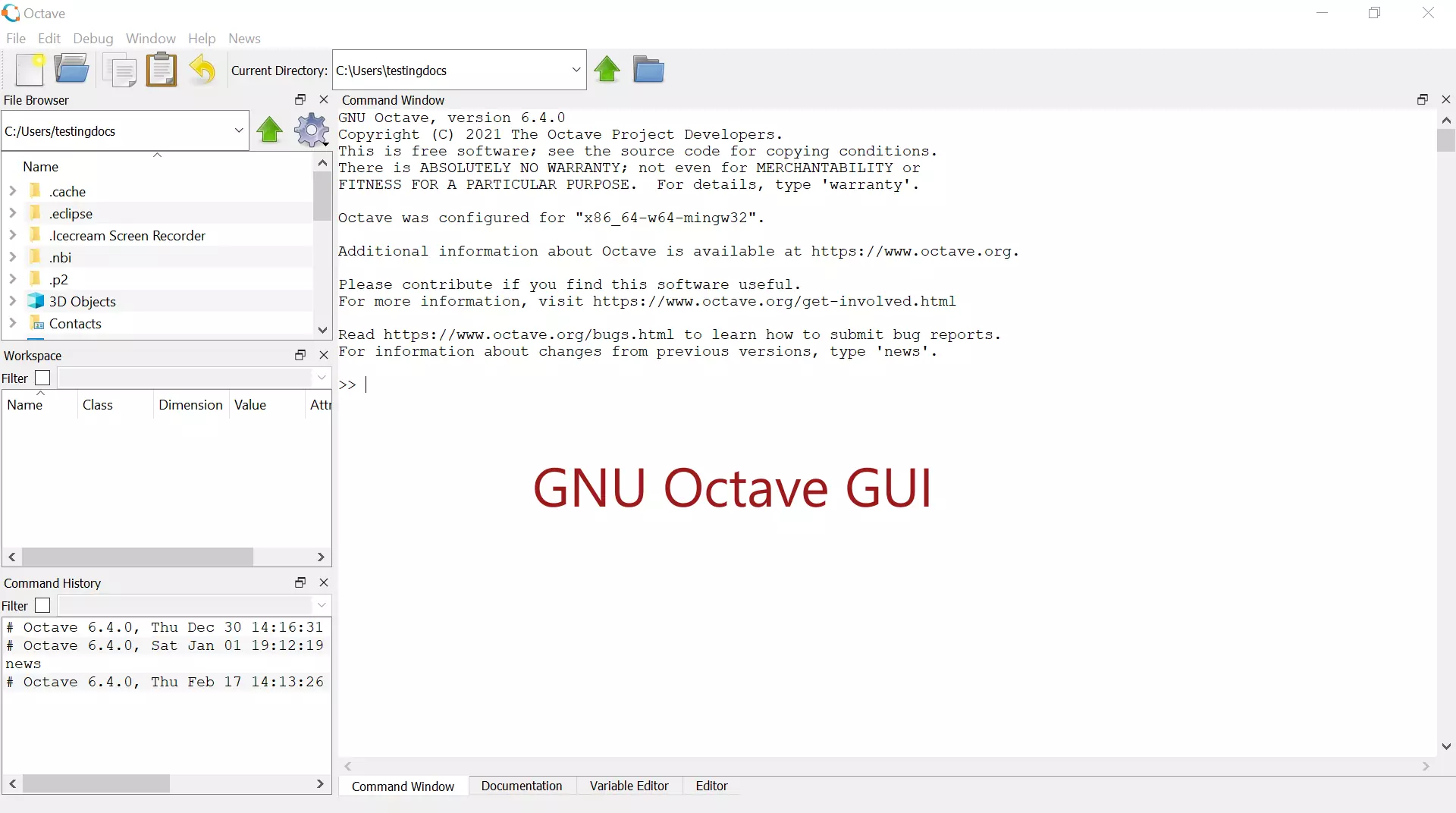 GNU Octave GUI on Windows10