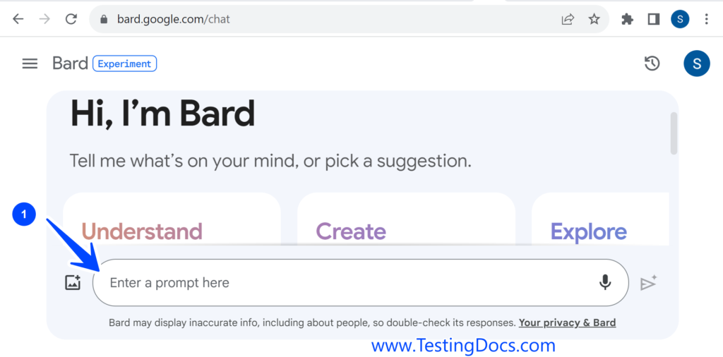 Bard Example Google Bard - Conversational AI Tool | TestingDocs