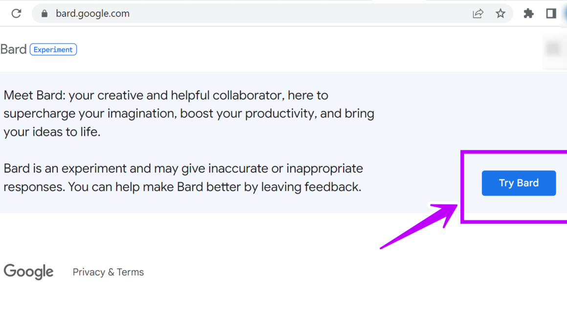 Google Bard Experiment AI Tool